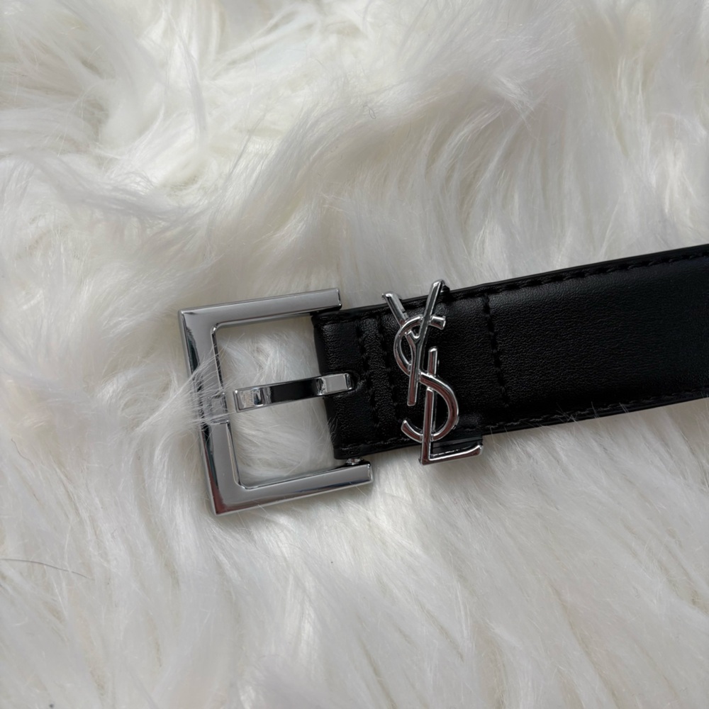 Elegant Black Belt with Silver Buckle